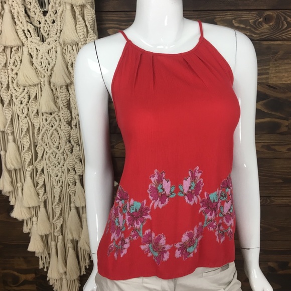 Francesca's Collections Tops - Blue Rain | Halter Cami Blouse Floral